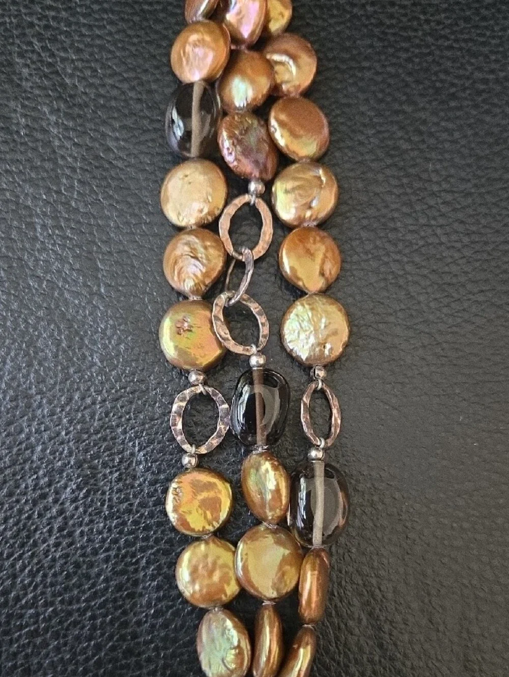 Silpada Iridescent Brown and Gold Multi-Strand Coin Pearl Bracelet